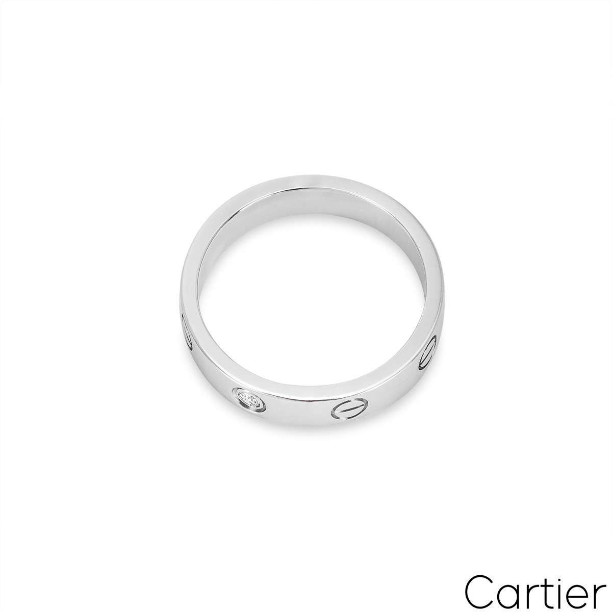 Cartier White Gold Diamond Love Wedding Band Size 53 B4050500